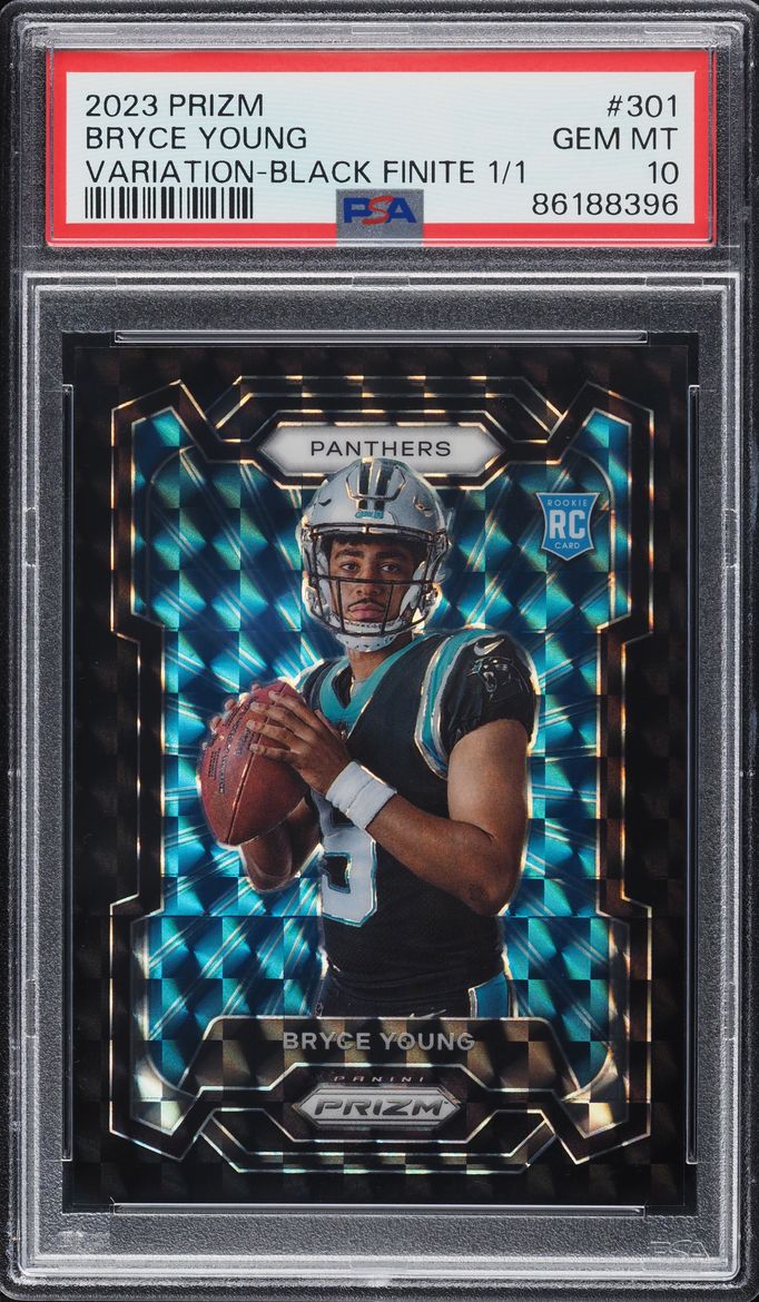2023 Panini Prizm Variation Black Finite Bryce Young ROOKIE 1/1 #301 PSA 10 GEM