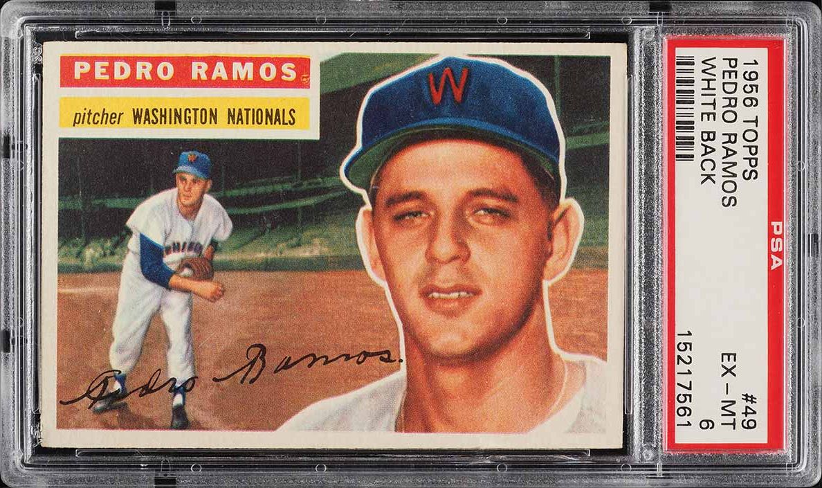 1956 Topps Pedro Ramos WHITE BACK #49 PSA 6 EXMT