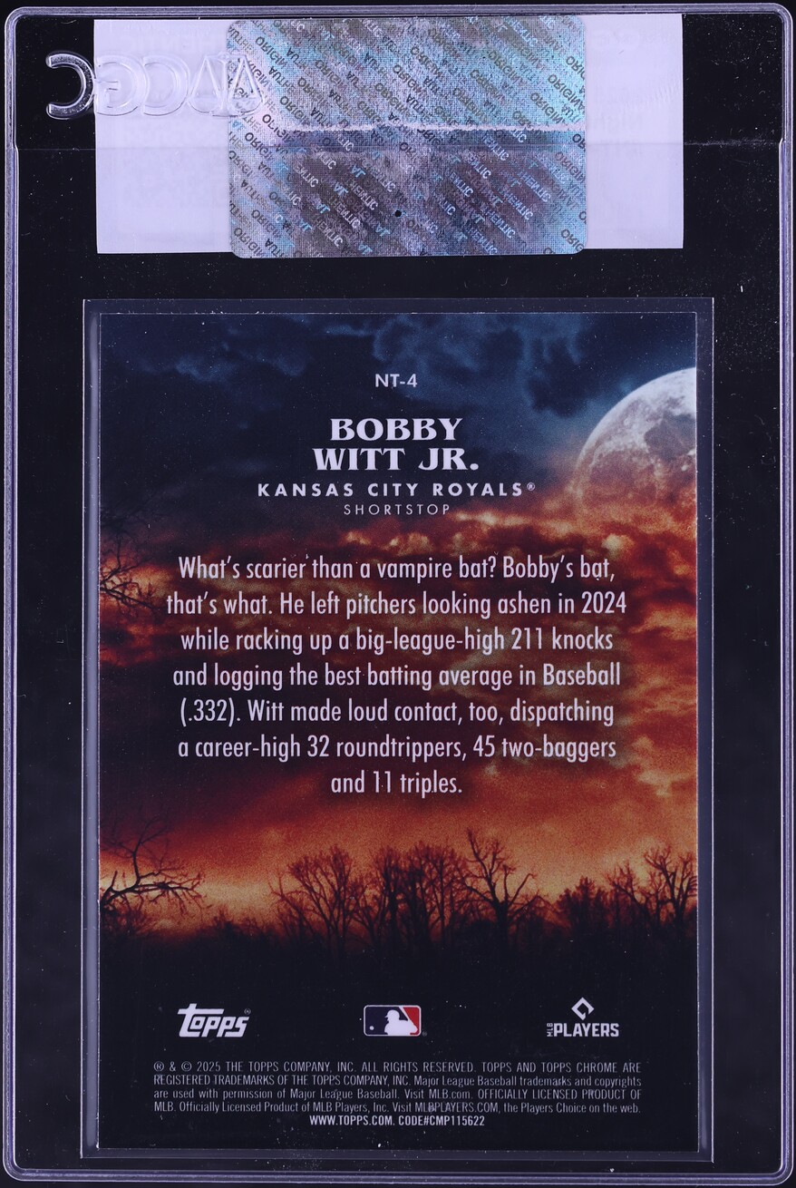 2025 Topps Chrome Update Night Terrors Bobby Witt Jr. #NT-4 CGC AUTH