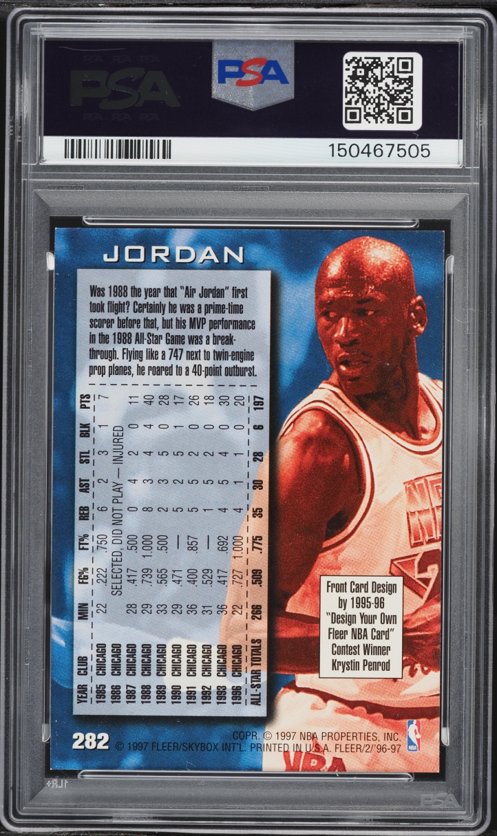 1996 Fleer Basketball Michael Jordan #282 PSA 7 NRMT