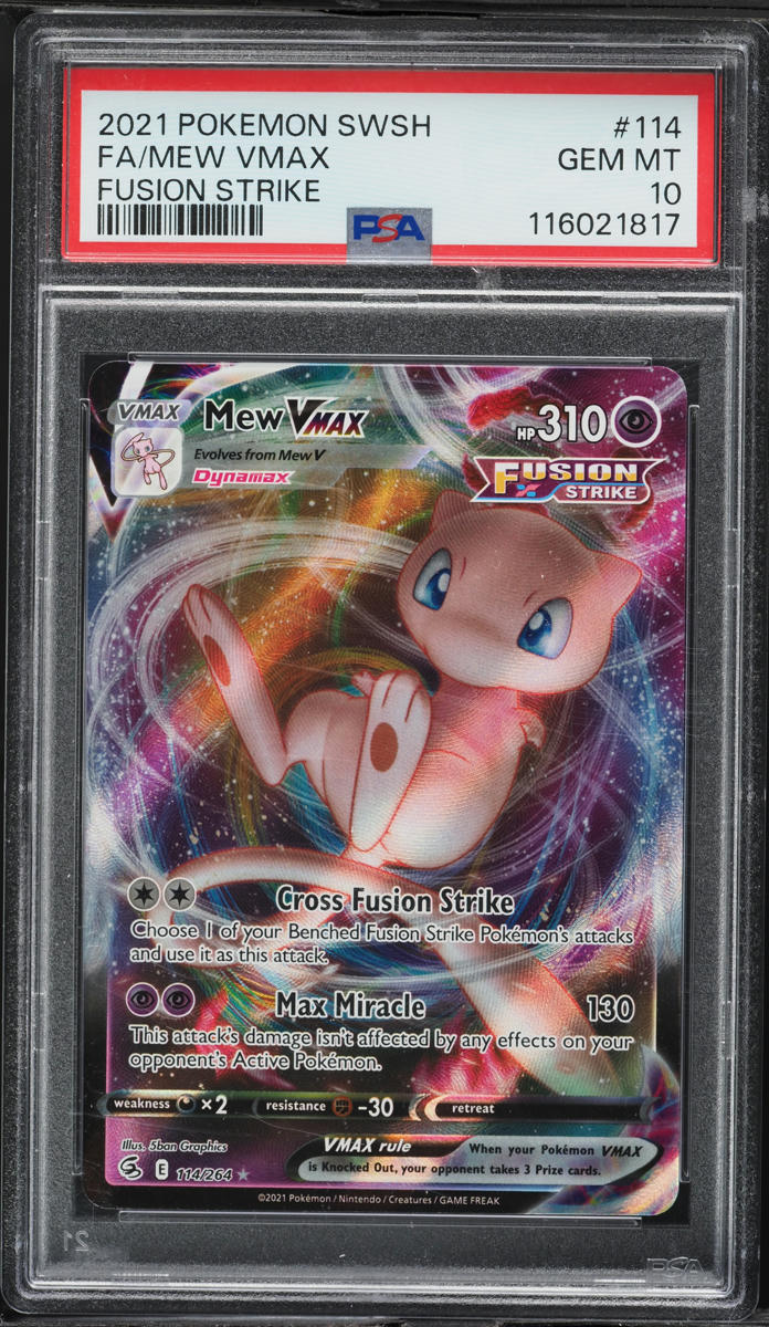 2021 Pokemon Sword & Shield Fusion Strike Full Art Mew VMAX #114 PSA 10 GEM MINT