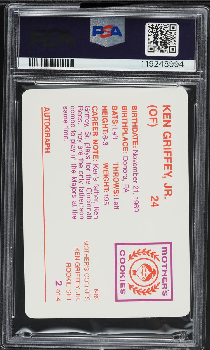 1989 Mother's Cookies Ball In Hand Ken Griffey Jr. ROOKIE #2 PSA 9 MINT