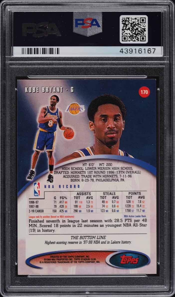 1998 Stadium Club Kobe Bryant #170 PSA 9 MINT