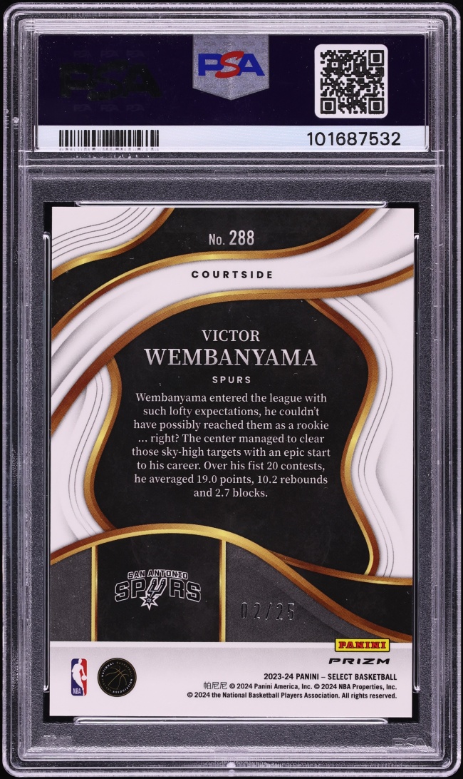 2023 Select Courtside Tie-Dye Prizm Victor Wembanyama ROOKIE /25 #288 PSA 10 GEM MINT