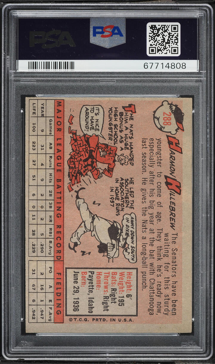 1958 Topps Harmon Killebrew #288 PSA 6 EXMT
