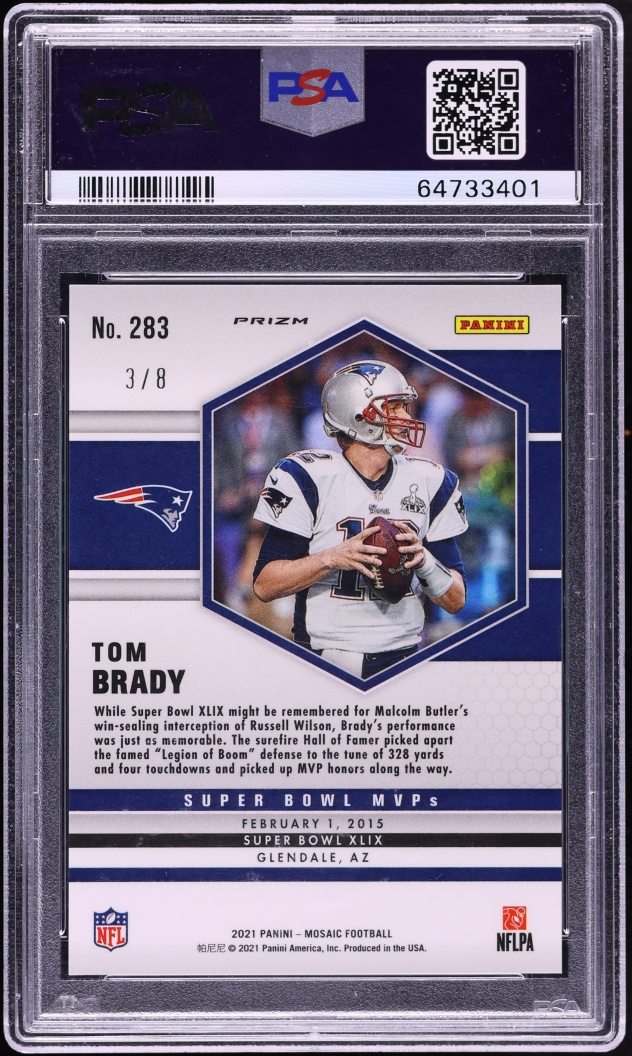 2021 Panini Mosaic Black Gold Choice Tom Brady /8 #283 PSA 10 GEM MINT - Photo 2