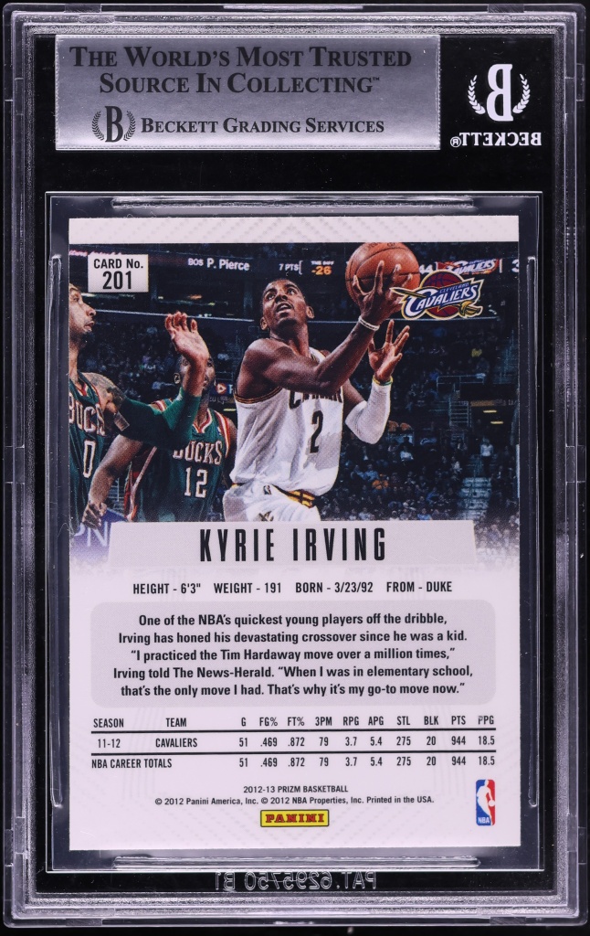 2012 Panini Prizm Silver Kyrie Irving ROOKIE #201 BGS 9 MINT - Photo 2