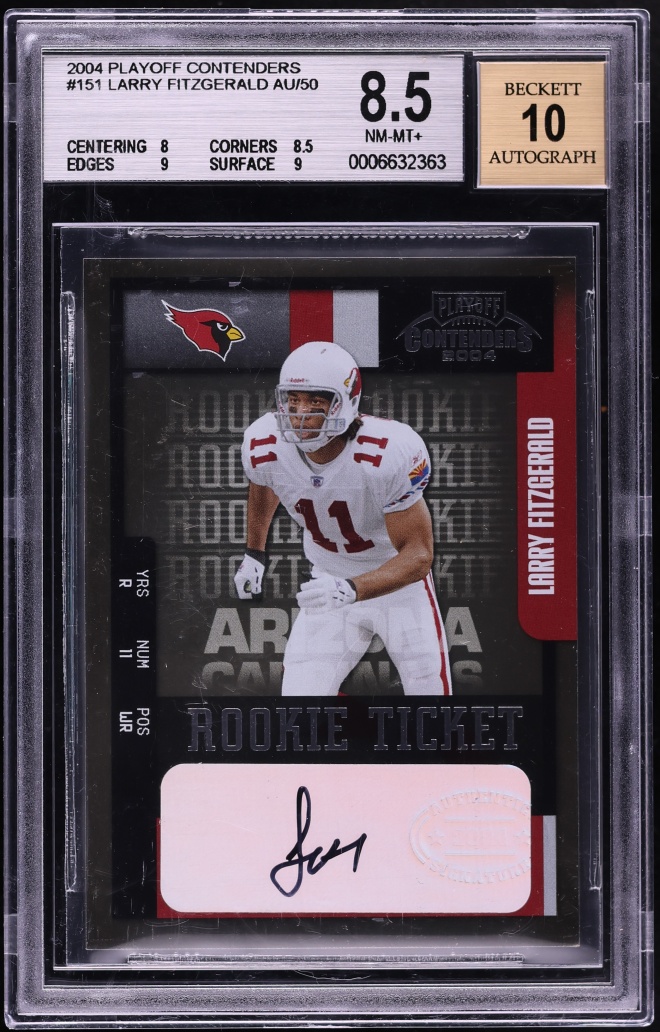 2004 Playoff Contenders Ticket Larry Fitzgerald ROOKIE AUTO #151 BGS 8.5 NM-MT+ - Photo 1