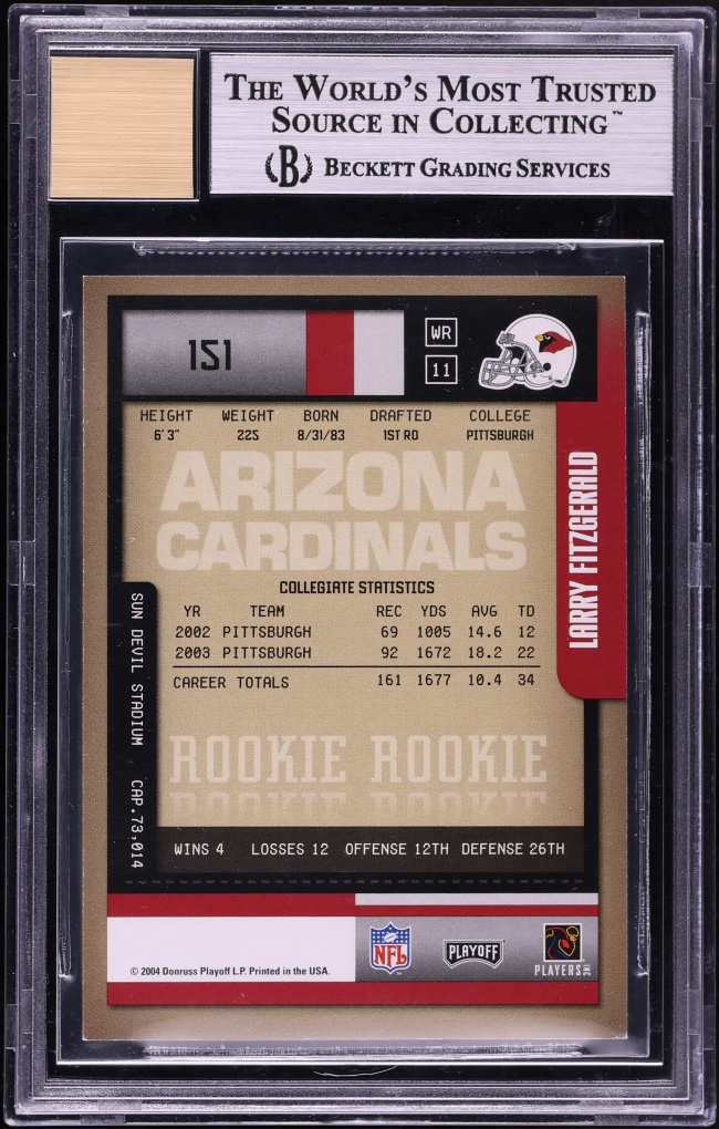 2004 Playoff Contenders Ticket Larry Fitzgerald ROOKIE AUTO #151 BGS 8.5 NM-MT+ - Photo 2