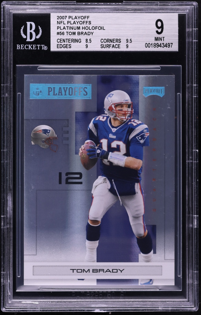 2007 Playoff NFL Playoffs Platinum Holofoil Tom Brady 1/1 #56 BGS 9 MINT - Photo 1