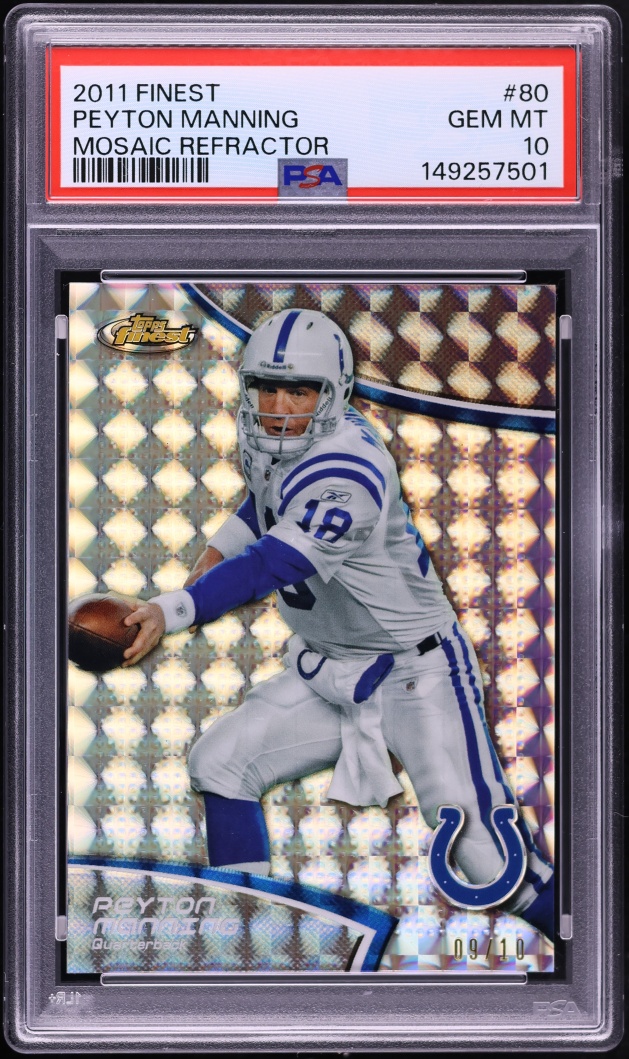 2011 Finest Mosaic Refractor Peyton Manning /10 #80 PSA 10 GEM MINT - Photo 1