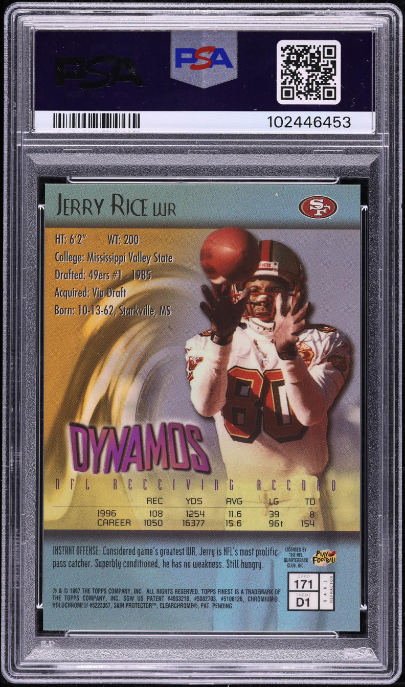 1997 Finest Refractor Jerry Rice #171 PSA 9 MINT