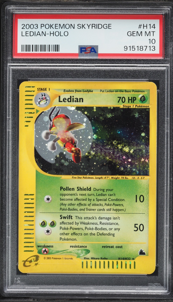 2003 Pokemon Skyridge Holo Ledian #H14 PSA 10 GEM MINT