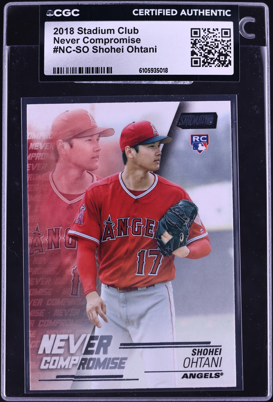 2018 Stadium Club Never Compromise Shohei Ohtani ROOKIE #NC-SO CGC AUTH