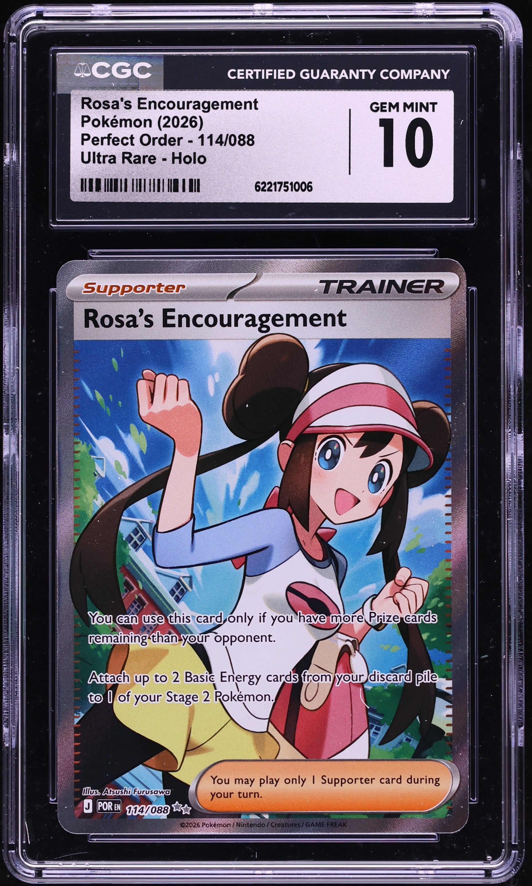 2026 Pokemon Mega Evolution Perfect Order Full Art Rosa's Encouragement #114 CGC 10 GEM MINT