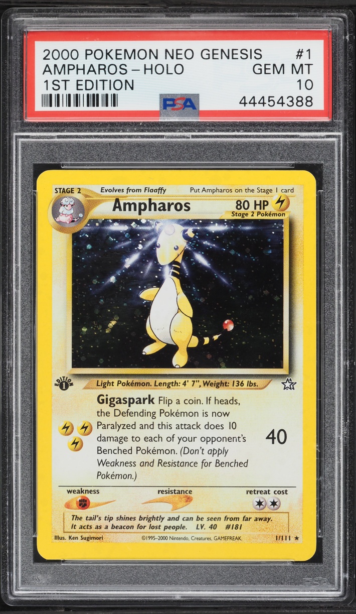 2000 Pokemon Neo Genesis 1st Edition Holo Ampharos #1 PSA 10 GEM MINT