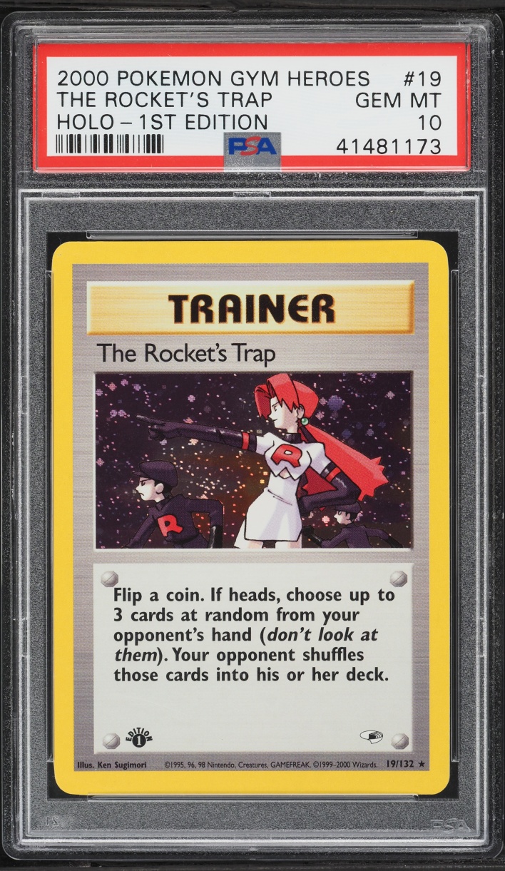 2000 Pokemon Gym Heroes 1st Edition Holo The Rocket's Trap #19 PSA 10 GEM MINT
