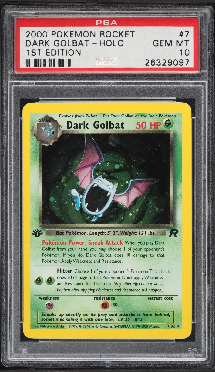 2000 Pokemon Team Rocket 1st Edition Holo Dark Golbat #7 PSA 10 GEM MINT