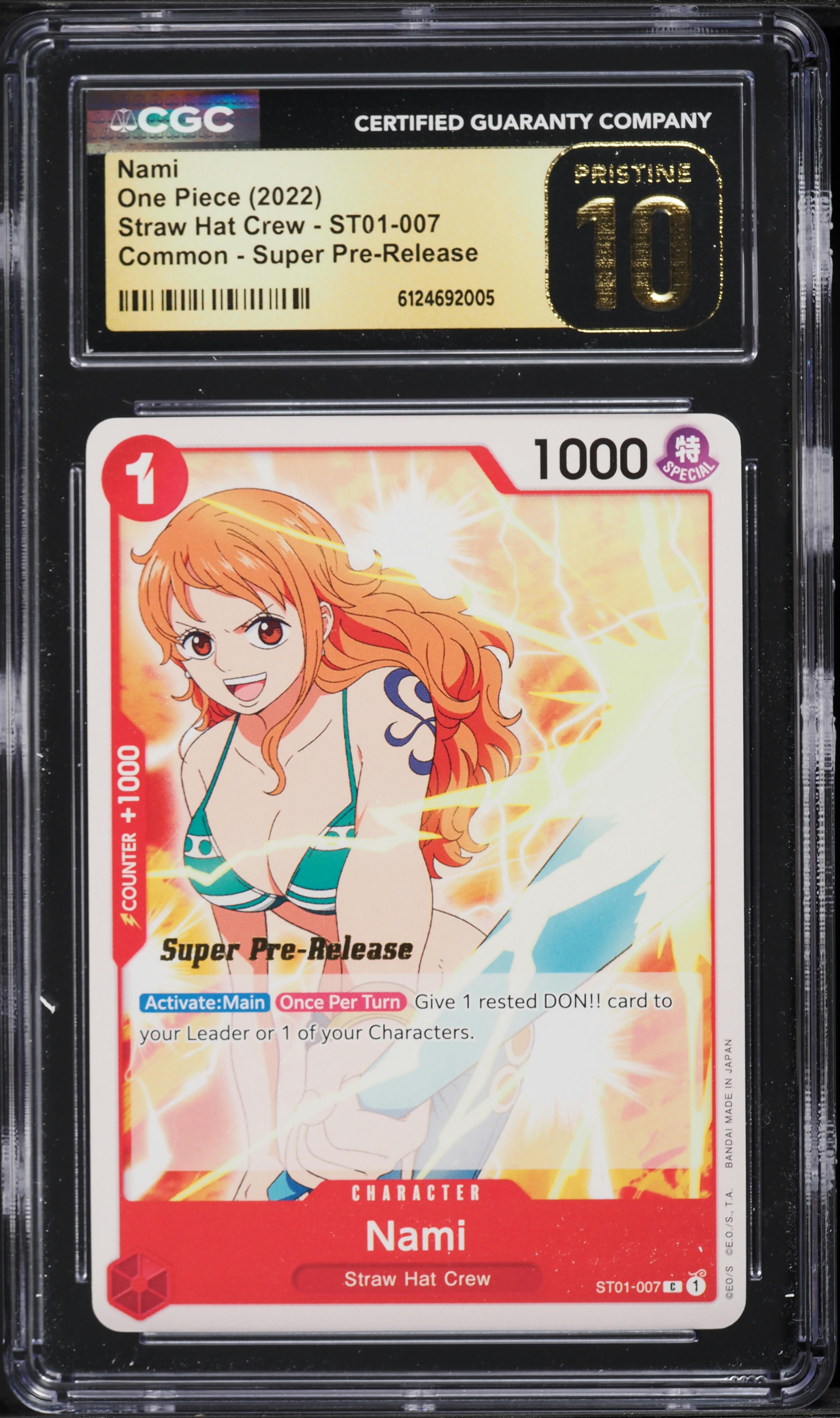 2022 One Piece Straw Hat Crew Super Pre-Release Nami #ST01-007 CGC 10 PRISTINE
