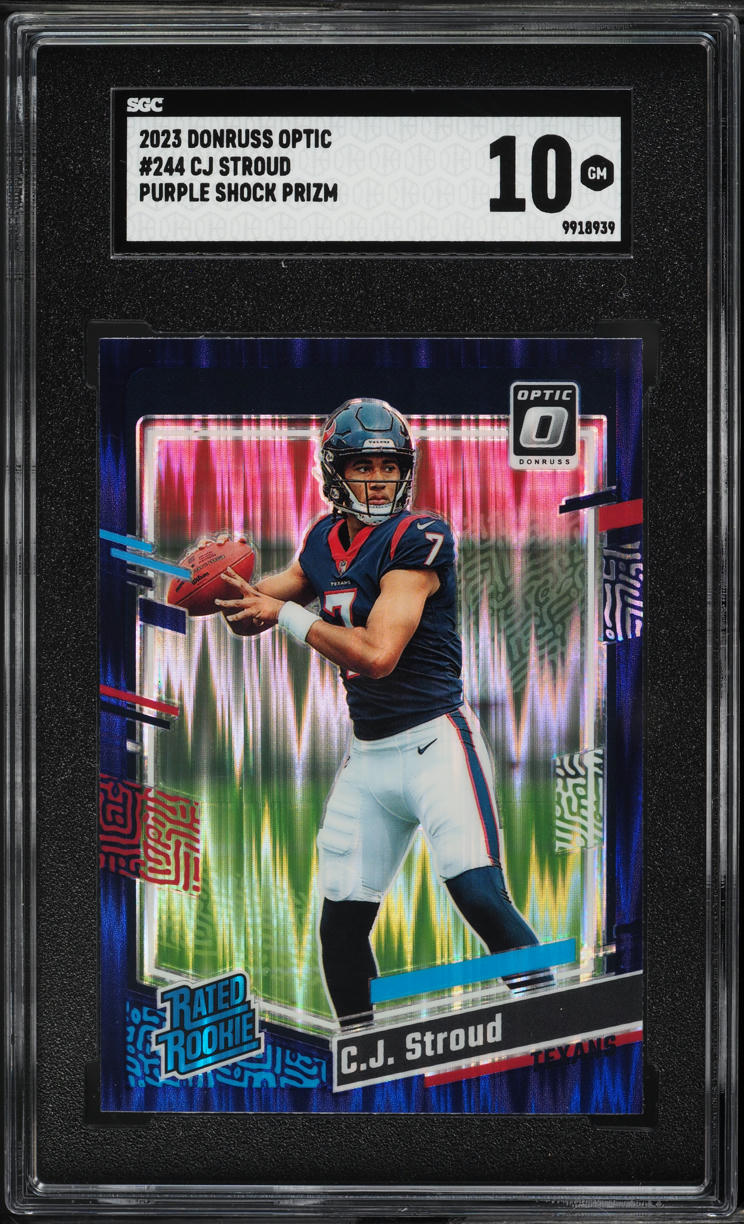 2023 Donruss Optic Purple Shock Prizm CJ Stroud ROOKIE #244 SGC 10 GEM MINT