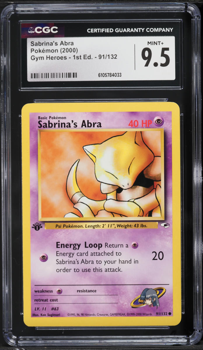 2000 Pokemon Gym Heroes 1st Edition Sabrina's Abra #91 CGC 9.5 MINT+
