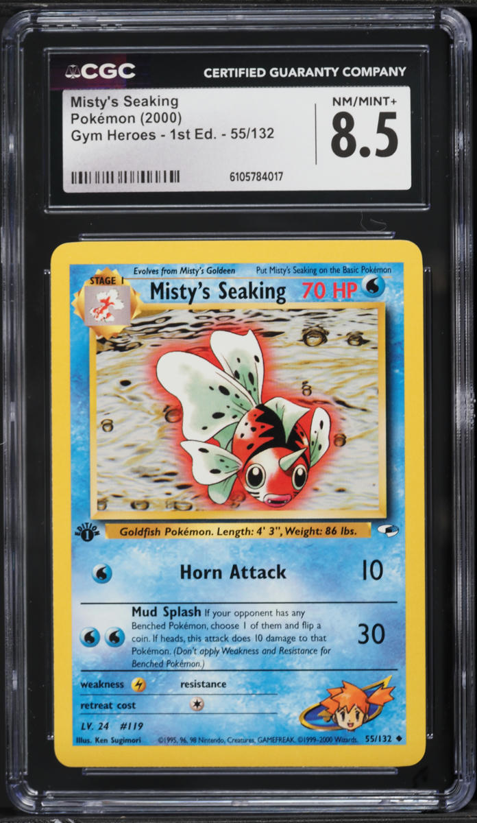 2000 Pokemon Gym Heroes 1st Edition Misty's Seaking #55 CGC 8.5 NM-MT+