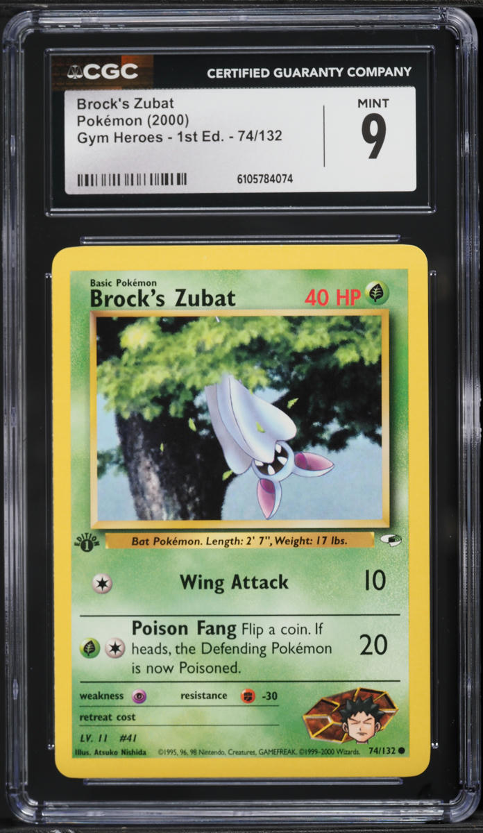 2000 Pokemon Gym Heroes 1st Edition Brock's Zubat #74 CGC 9 MINT