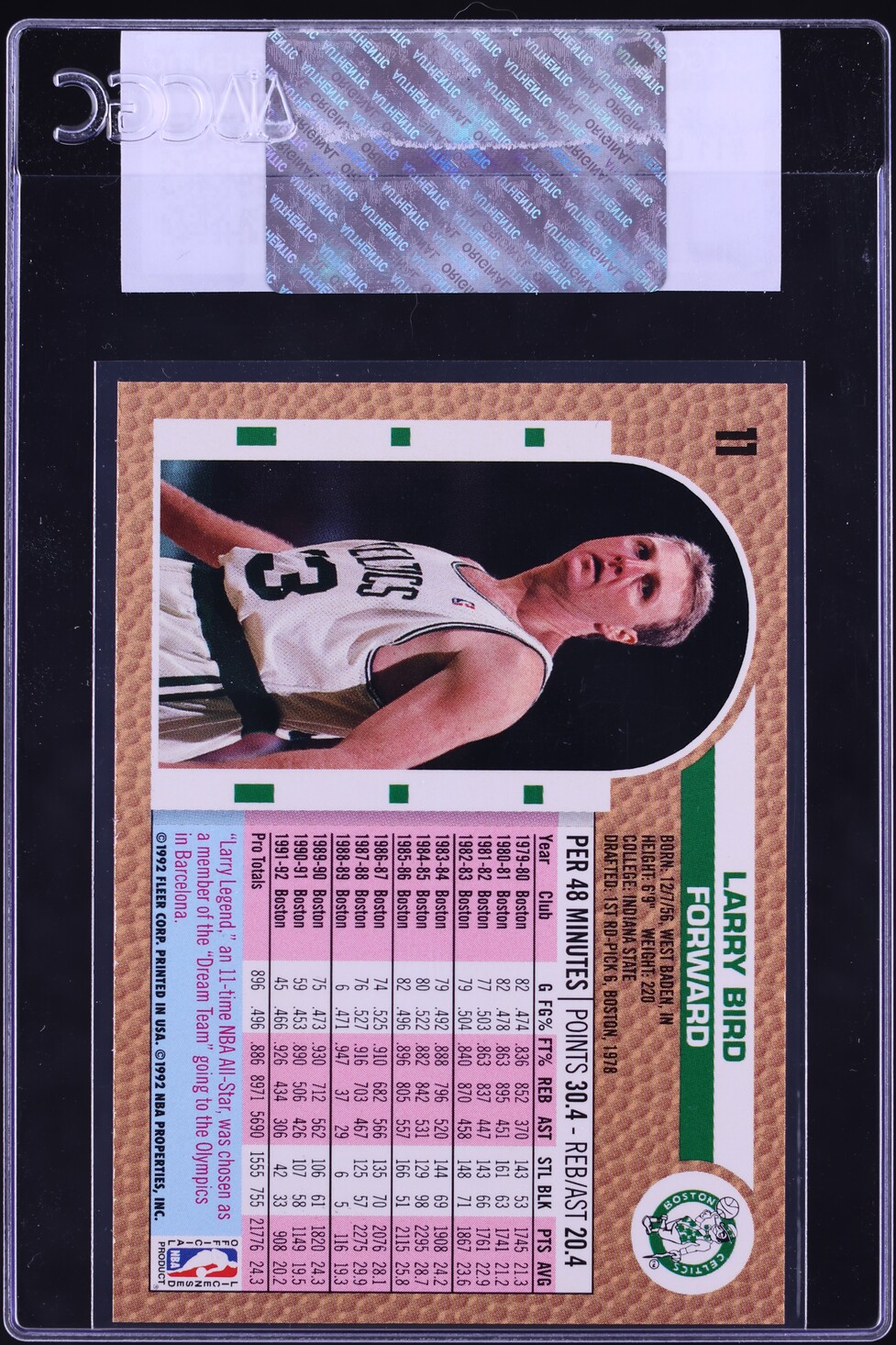 1992 Fleer Basketball Larry Bird #11 CGC AUTH