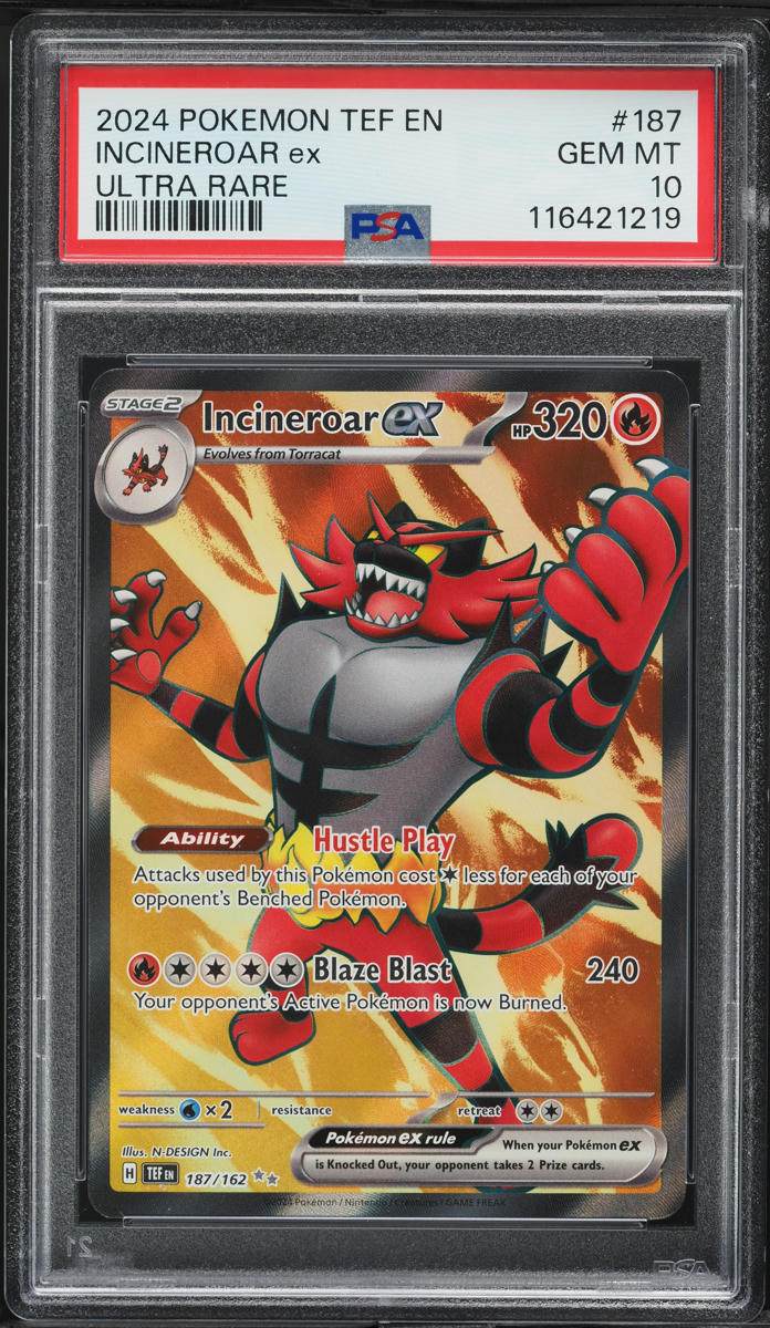 2024 Pokemon SV Temporal Forces Full Art Incineroar ex #187 PSA 10 GEM MINT