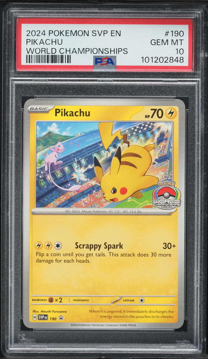 2024 Pokemon SV Black Star Promo World Championships Pikachu #190 PSA 10 GEM