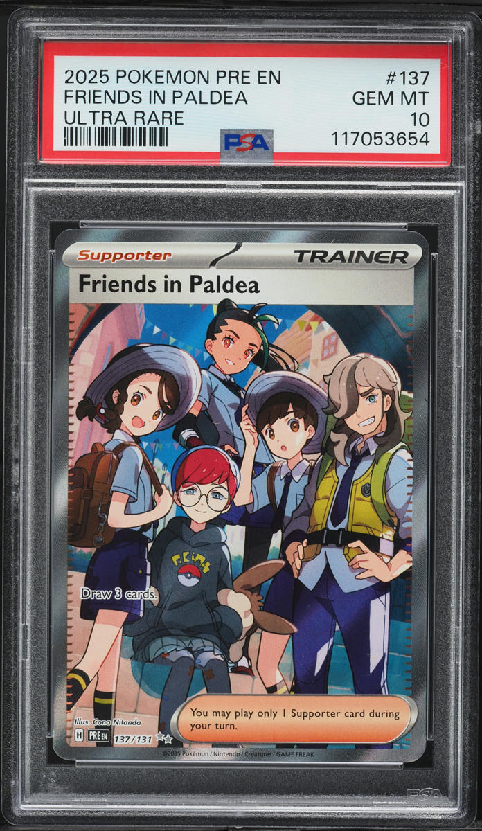2025 Pokemon SV Prismatic Evolutions Full Art Friends In Paldea #137 PSA 10 GEM