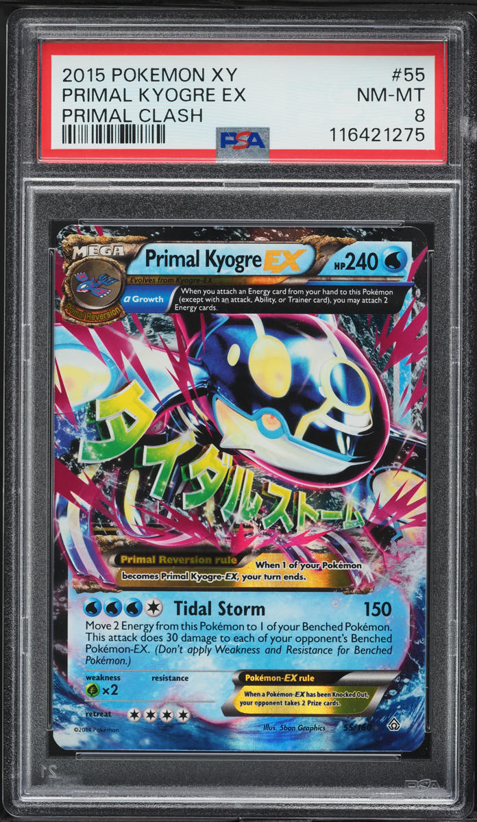 2015 Pokemon XY Primal Clash Holo Primal Kyogre EX #55 PSA 8 NM-MT