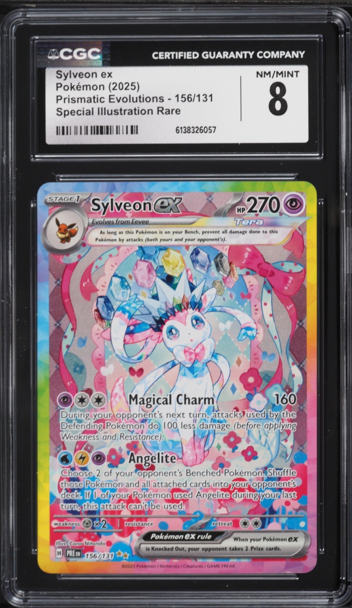 2025 Pokemon Scarlet & Violet Prismatic Evolutions SIR Sylveon EX #156 CGC 8 NM-MT