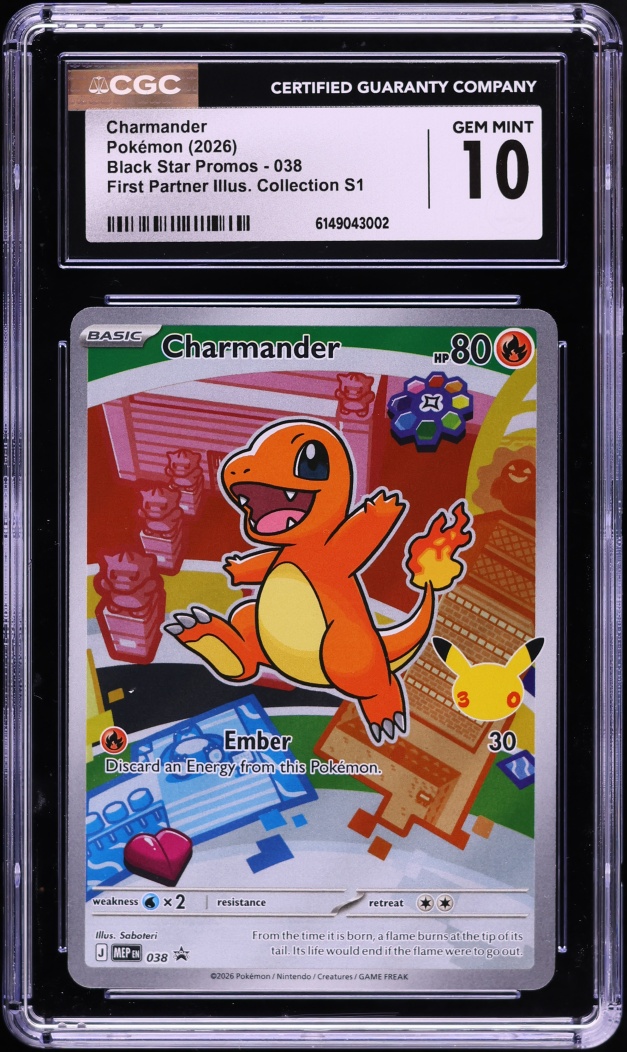 2026 Pokemon Mega Promo First Partner Illustration Full Art Charmander #038 CGC 10 GEM MINT