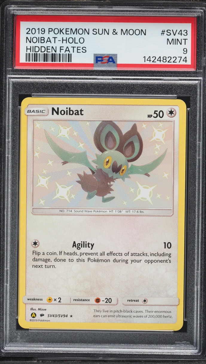 2019 Pokemon Sun & Moon Hidden Fates Shiny Noibat #SV43 PSA 9 MINT