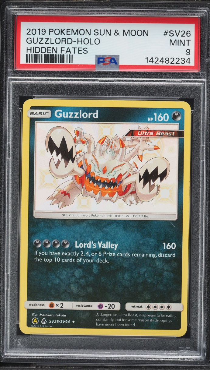 2019 Pokemon Sun & Moon Hidden Fates Shiny Guzzlord #SV26 PSA 9 MINT