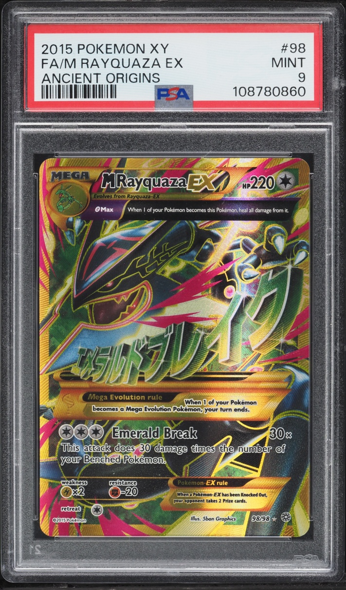 2015 Pokemon XY Ancient Origins Full Art M Rayquaza EX #98 PSA 9 MINT