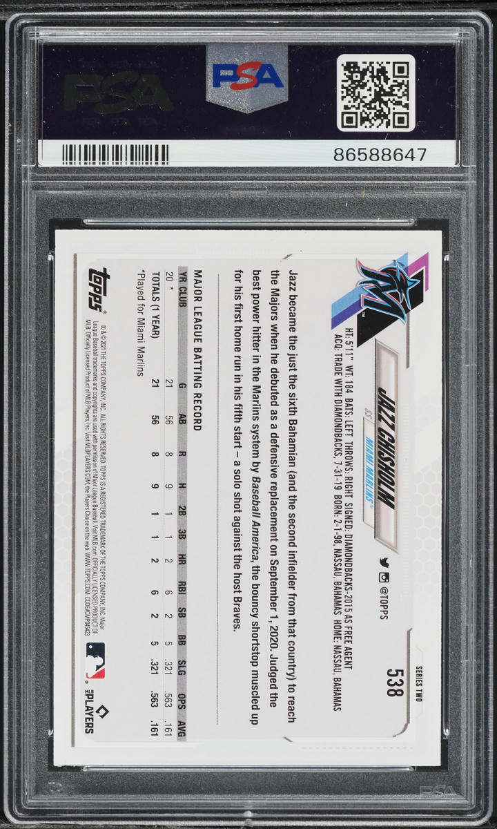 2021 Topps Jazz Chisholm ROOKIE #538 PSA 9 MINT