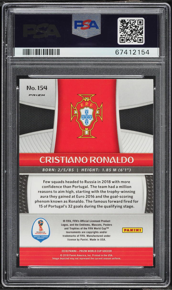 2018 Panini Prizm World Cup Lazer Cristiano Ronaldo #154 PSA 10 GEM MINT