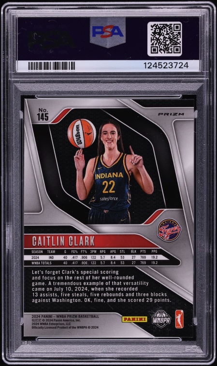 2024 Panini Prizm WNBA Silver Caitlin Clark ROOKIE #145 PSA 9 MINT