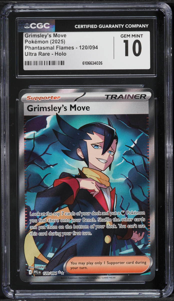 2025 Pokemon Phantasmal Flames Full Art Grimsley's Move #120 CGC 10 GEM MINT