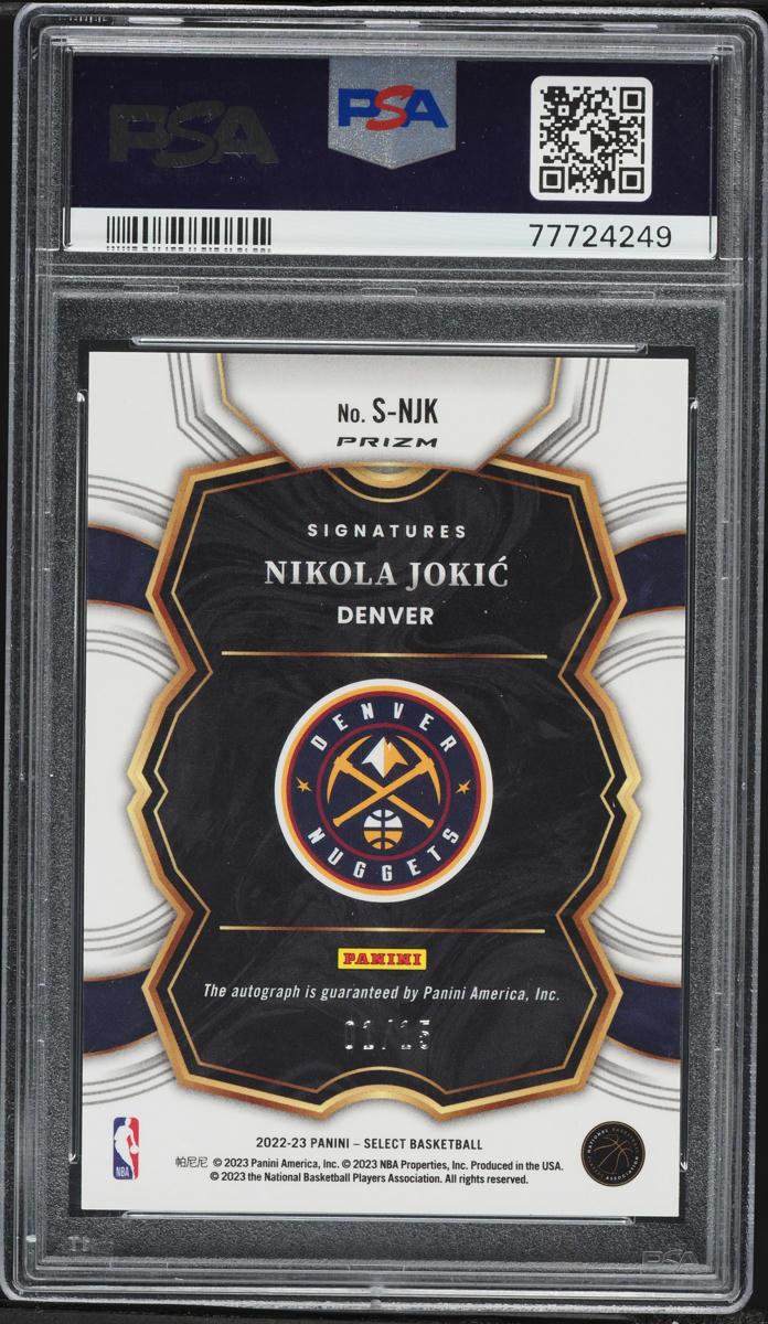 2022 Select Signatures Neon Purple Pulsar FOTL Nikola Jokic AUTO 1/15 #SNJK PSA 10 GEM MINT