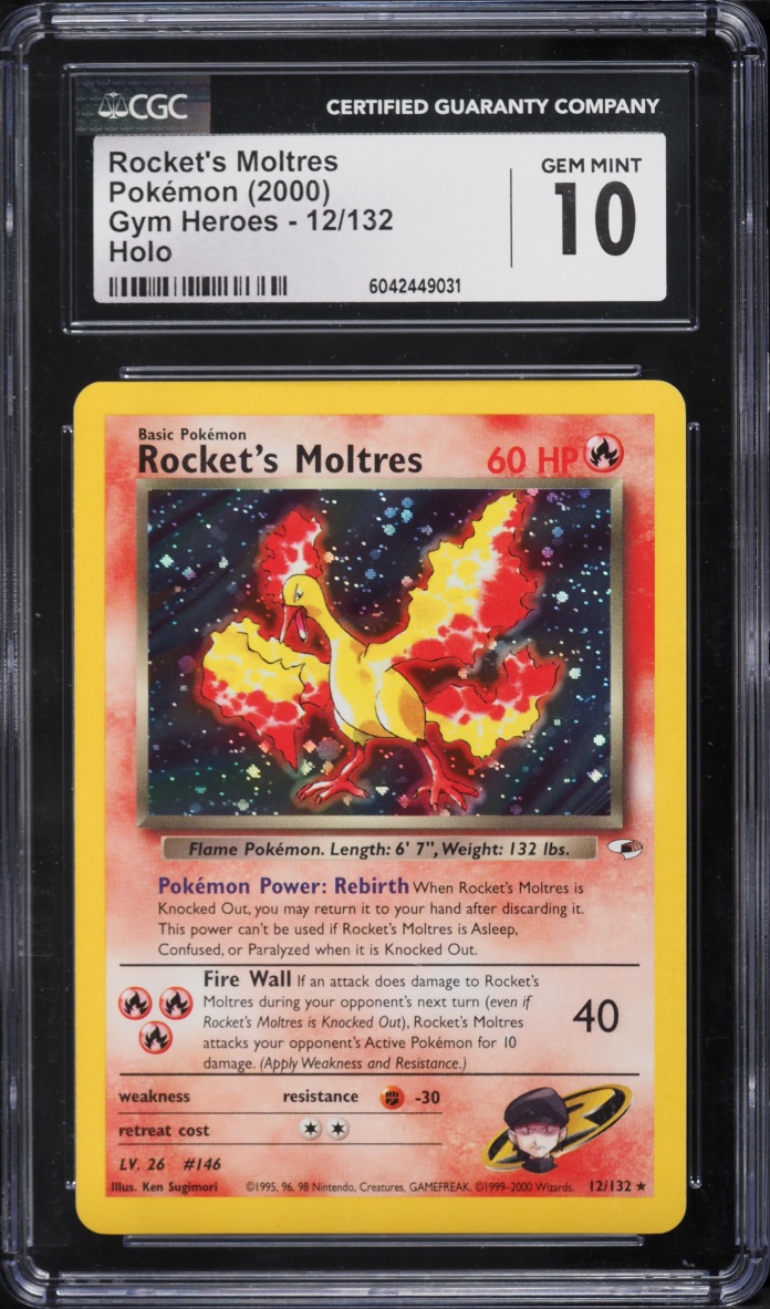 2000 Pokemon Gym Heroes Holo Rocket's Moltres #12 CGC 10 GEM MINT