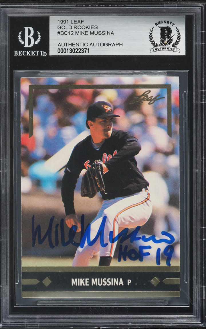1991 Leaf Gold Mike Mussina ROOKIE AUTO #BC12 BAS BGS AUTH