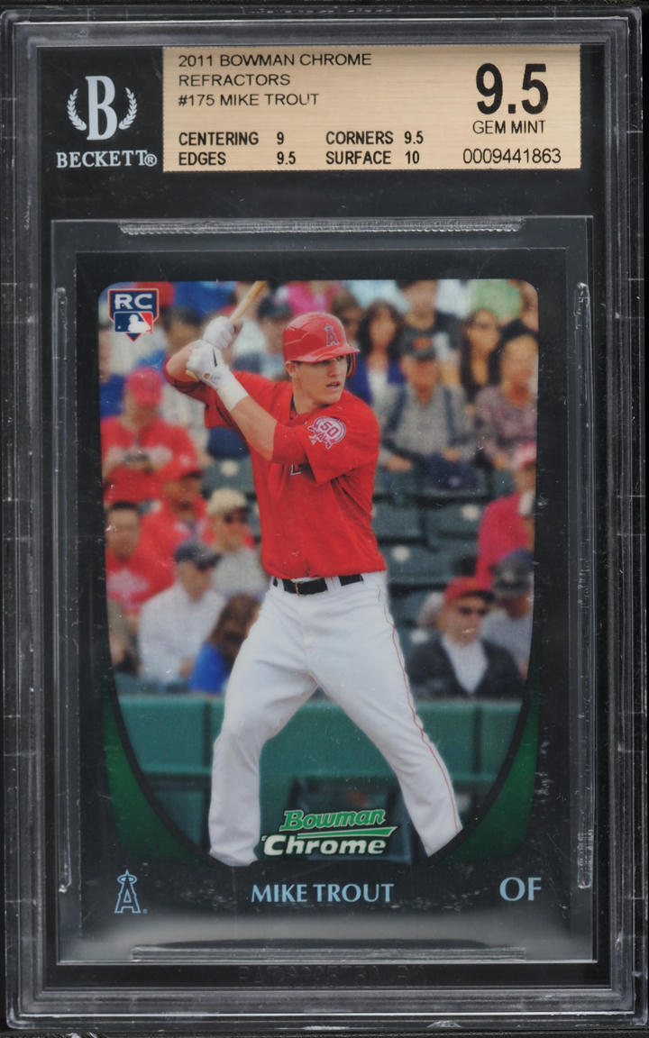 2011 Bowman Chrome Refractor Mike Trout ROOKIE #175 BGS 9.5 GEM MINT