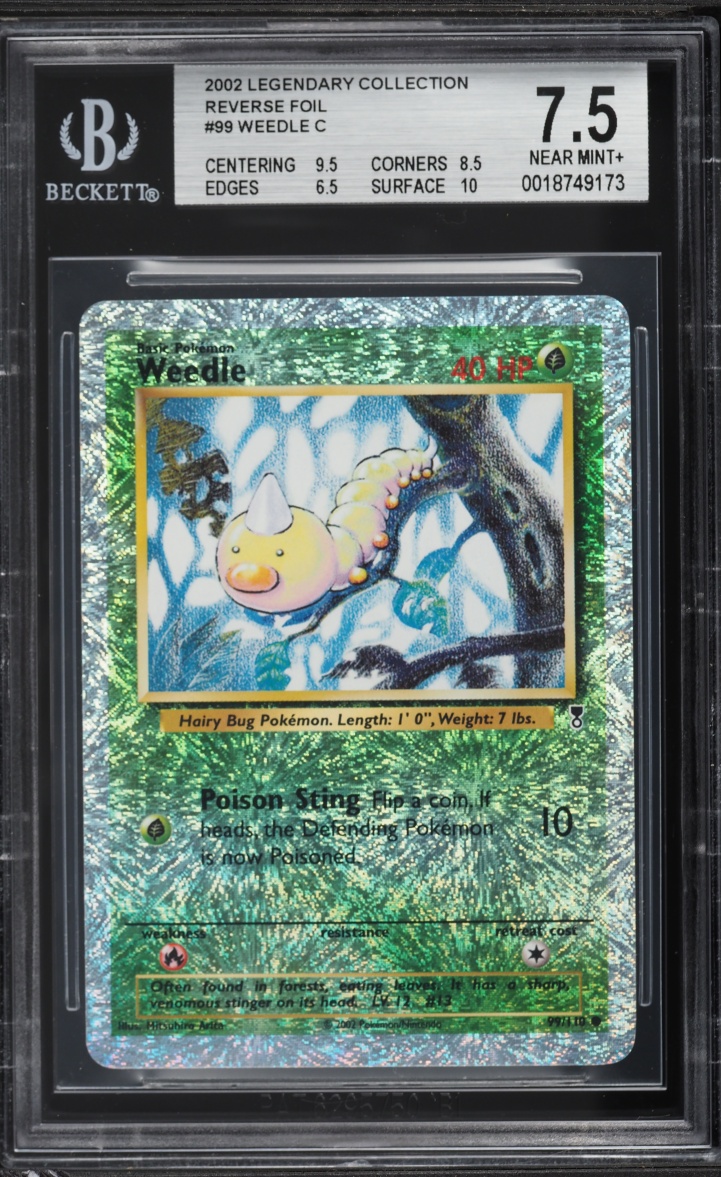 2002 Pokemon Legendary Collection Reverse Holo Weedle #99 BGS 7.5 NRMT+