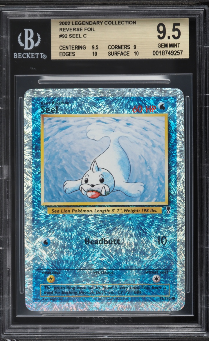 2002 Pokemon Legendary Collection Reverse Holo Seel #92 BGS 9.5 GEM MINT