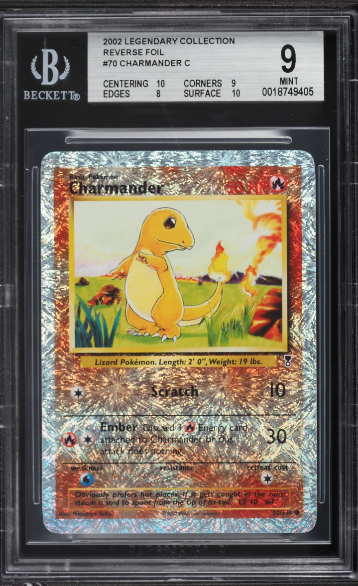 2002 Pokemon Legendary Collection Reverse Holo Charmander #70 BGS 9 MINT