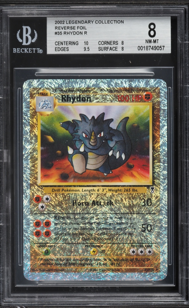 2002 Pokemon Legendary Collection Reverse Holo Rhydon #35 BGS 8 NM-MT