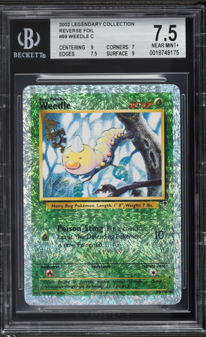 2002 Pokemon Legendary Collection Reverse Holo Weedle #99 BGS 7.5 NRMT+